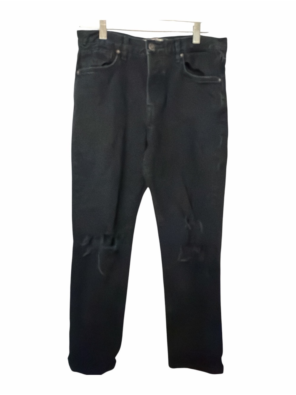 Free People Black Slim Straight Distressed Jeans